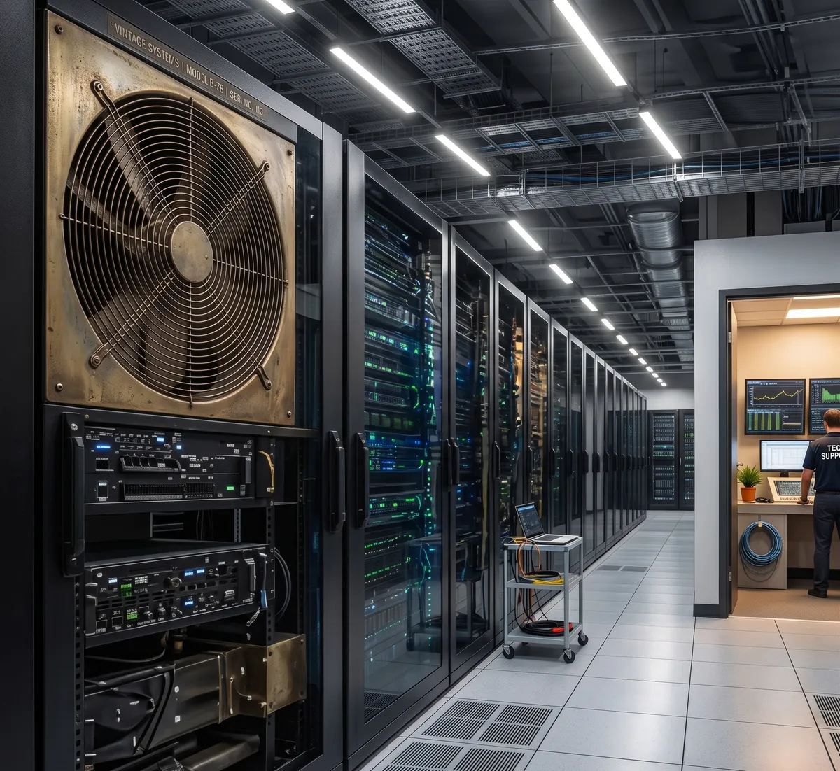Commissioned server room with rack containment executed by Aadesh Interiors
